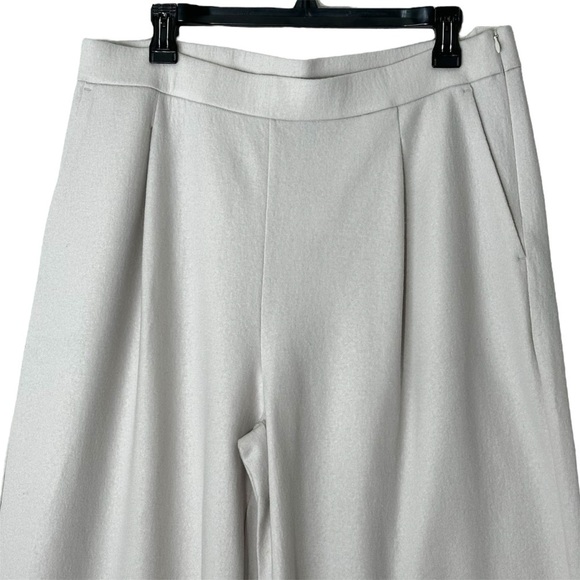 NWT Eileen Fisher Boiled Wool Jersey High Waisted Wide-Leg Pants in Chalk Size L - Picture 4 of 15